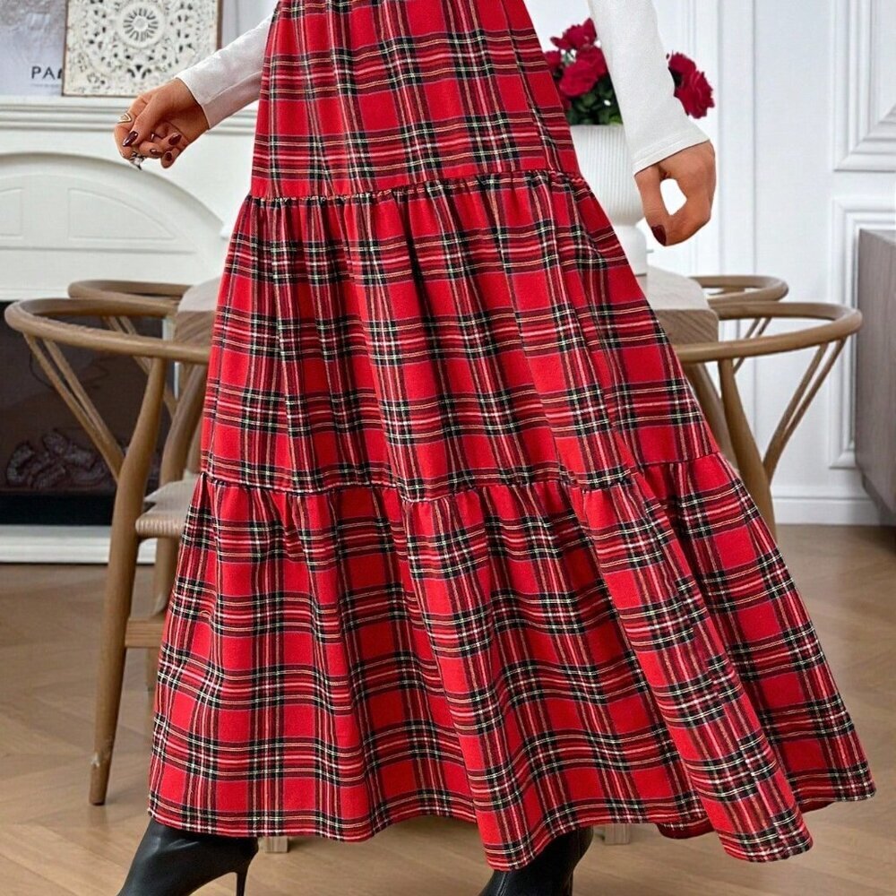Multicolor Chic Women's Plaid Checkered Christmas Skirt - Picture 4 of 10